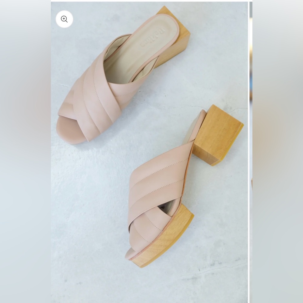 Beklina Matisse block criss cross slides in nude